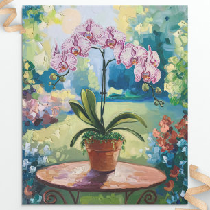 Orchid in einem Pot-Gemälde mit botanischer Dekoup Geschenkpapier