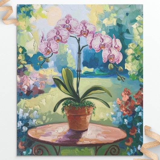Orchid in einem Pot-Gemälde mit botanischer Dekoup Geschenkpapier