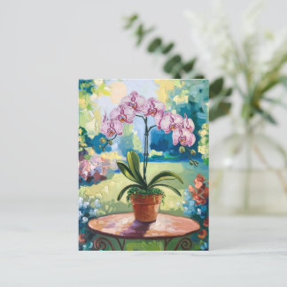 Orchid in einer Potmalerei Botanischer Kunst Postkarte
