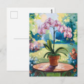 Orchid in einer Potmalerei Botanischer Kunst Postkarte (Vorne/Hinten)