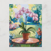 Orchid in einer Potmalerei Botanischer Kunst Postkarte (Vorderseite)
