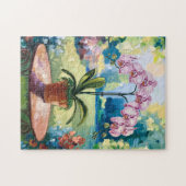 Orchid in einer Potmalerei Botanischer Kunst Puzzle (Horizontal)