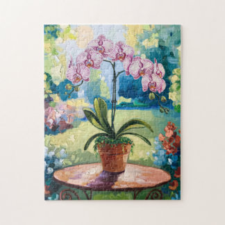 Orchid in einer Potmalerei Botanischer Kunst Puzzle