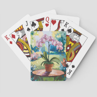 Orchid in einer Potmalerei Botanischer Kunst Spielkarten