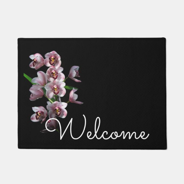 Orchid Insanity auf schwarz Fußmatte (Vorderseite)