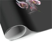 Orchid Insanity auf schwarz Geschenkpapier (Rolleneckpunkt)