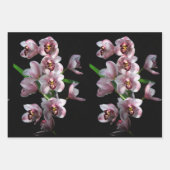 Orchid Insanity auf schwarz Geschenkpapier Set (Vorderseite 3)