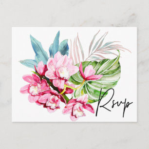 Orchid Isle, Pink Palm RSVP mit Essensauswahl Einladungspostkarte
