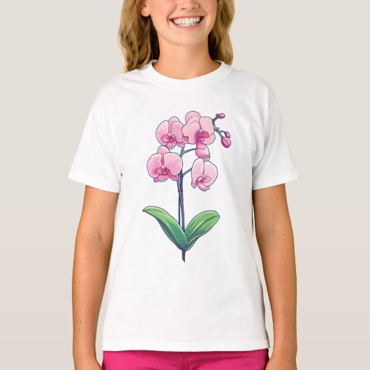 Orchid Kawaii Art T-Shirt (Vorderseite)