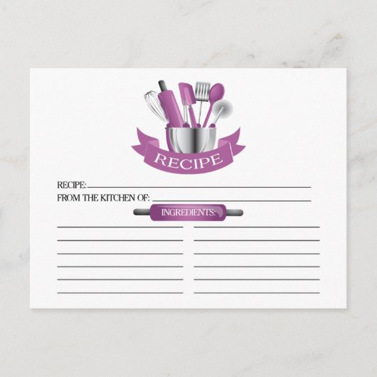 Orchid Kitchtools Brautparty Rezept Karten (Vorderseite)