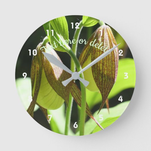 Orchid Lady Slipper Blume Pair Personalisiert Runde Wanduhr (Vorderseite)