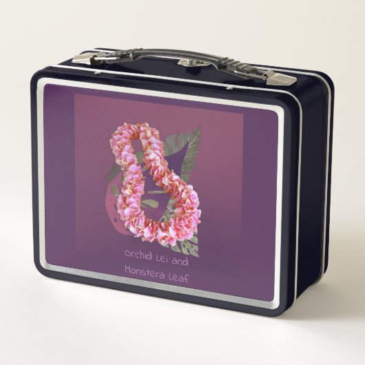 Orchid Lei und Monstera Leaf Metall Brotdose (Rückseite)
