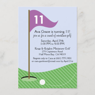 Orchid Let's Par-T-Shirt Miniatur Golf Geburtstags Einladung