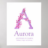 Orchid Letter A Aurora individuelle Name Poster (Vorne)