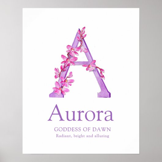 Orchid Letter A Aurora individuelle Name Poster (Vorne)