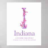 Orchid Letter I Indiana individuelle Name Poster (Vorne)