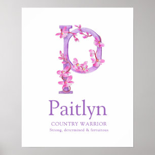 Orchid Letter P Paitlyn individuelle Name Poster