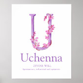 Orchid Letter U Uchenna individuelle Name Poster (Vorne)