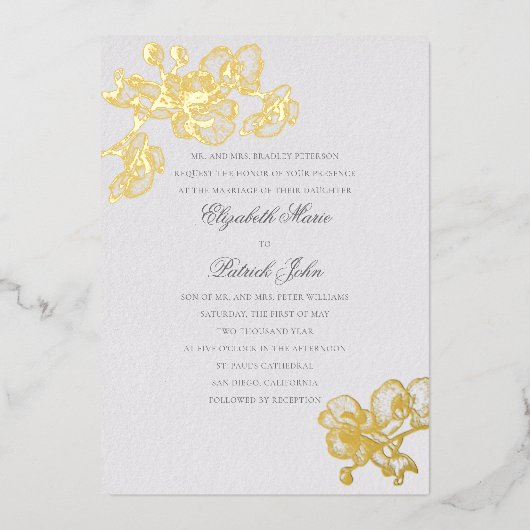 Orchid Liebe Elfenbein Formal Classic Heirloom Hoc Folieneinladung (Vorderseite)