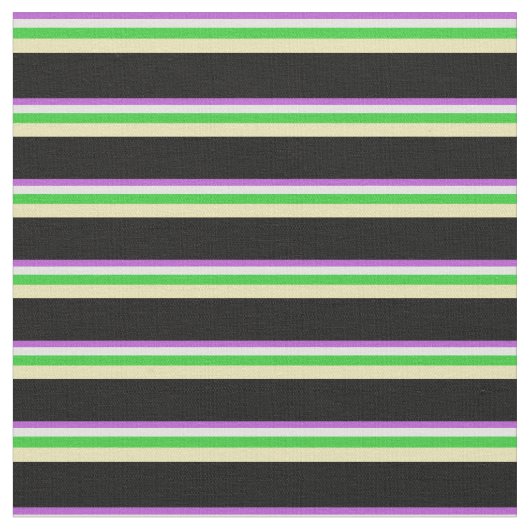 Orchid, Light Cyan, Lime Green, Tan & Black Lines Stoff (Nahaufnahme)