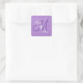 Orchid Lila Damask Wedding Monogram S530A Quadratischer Aufkleber (Tasche)