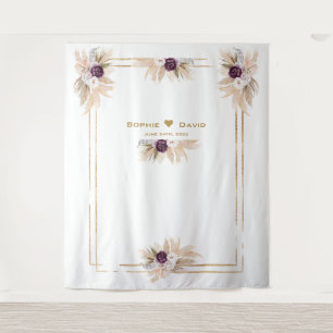Orchid Lila Floral Pampas Grass Foto Hochzeit Wandteppich