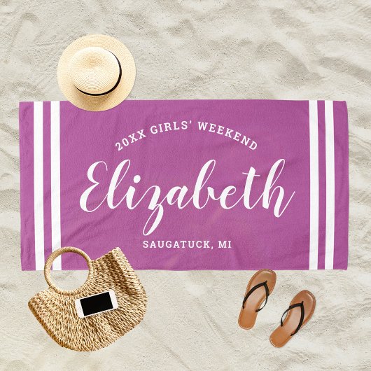 Orchid Lila Girls Wochenende Personalisierter Name Strandtuch