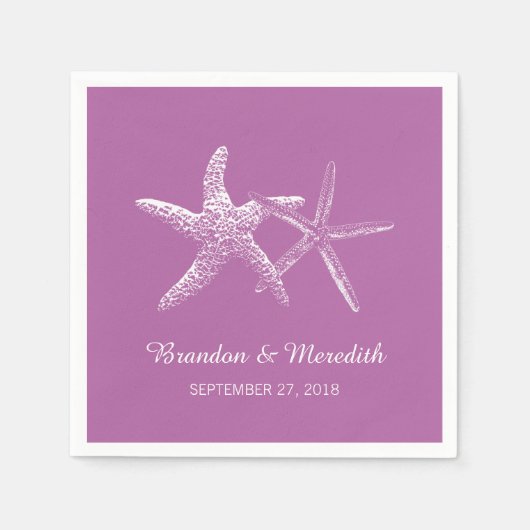 Orchid Lila Starfish Beach Wedding Napkins Serviette (Vorderseite)