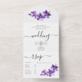Orchid lila und weiße Script Hochzeit All In One Einladung (Innen Boden)
