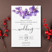 Orchid lila und weiße Script Hochzeit Einladung