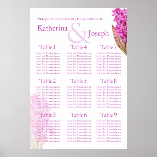 Orchid lila Wedding Table Planner 1-9 Poster (Vorne)