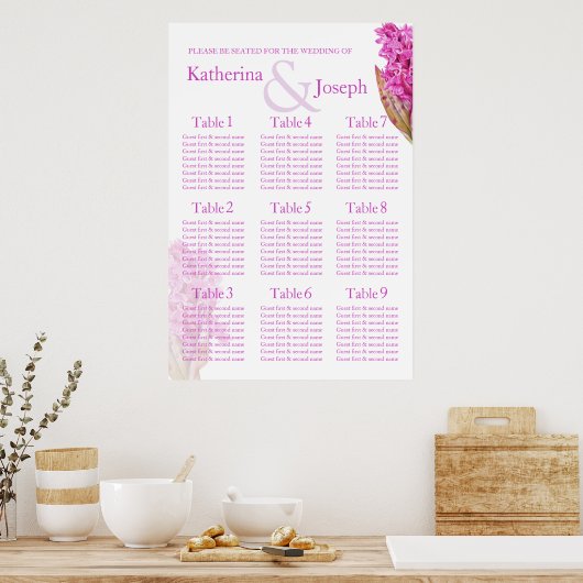 Orchid lila Wedding Table Planner 1-9 Poster (Küche)