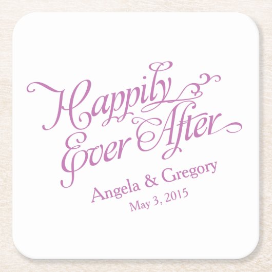 Orchid Lila Weiß glücklich je nach Hochzeit Rechteckiger Pappuntersetzer (Vorderseite)