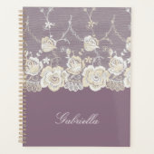 Orchid Lila White Lace Floral Planer (Vorderseite)