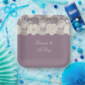 Orchid Lila White Lace Floral Wedding Pappteller (Party)