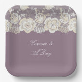 Orchid Lila White Lace Floral Wedding Pappteller (Vorderseite)
