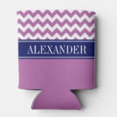Orchid Lila White Zickzack CB Navy Name Monogram Dosenkühler (Rückseite)