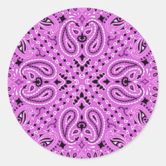 Orchid Lilac Paisley Western Bandana Scarf Print Runder Aufkleber (Vorderseite)