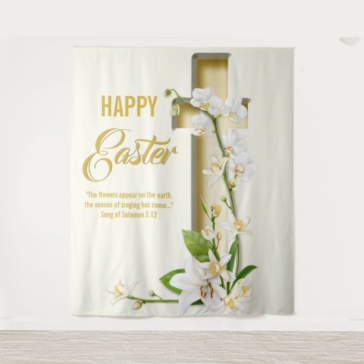 Orchid Lily Cross Oster Hintergrund Wandteppich (Vorderseite)