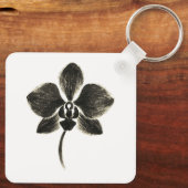 Orchid Line Zeichn - Blumenschlüssel-Ring Schlüsselanhänger (Rückseite)