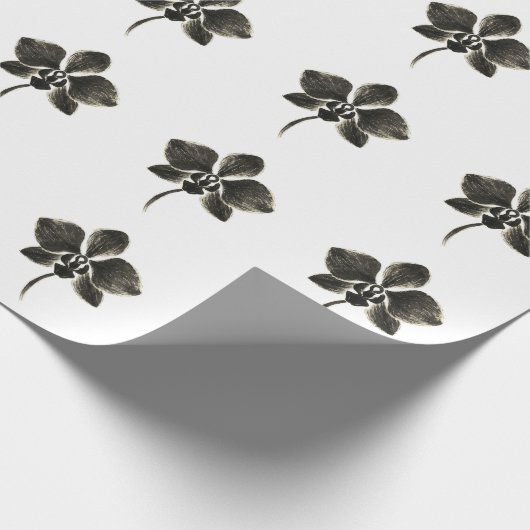 Orchid Line Zeichn - Blumenumhüllungspapier Geschenkpapier (Ecke)