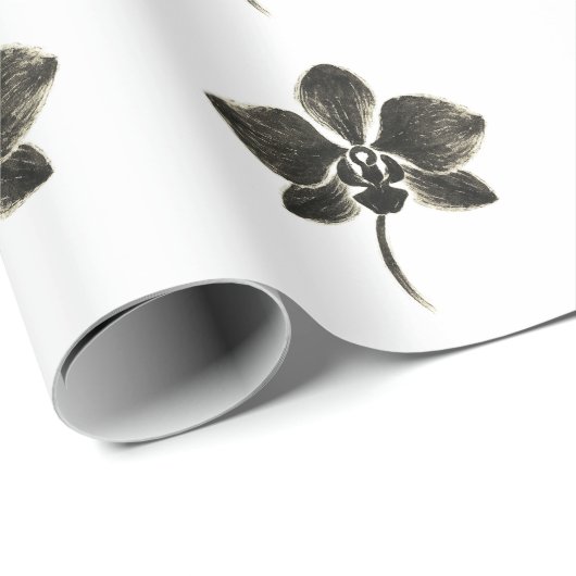 Orchid Line Zeichn - Blumenumhüllungspapier Geschenkpapier (Rolleneckpunkt)