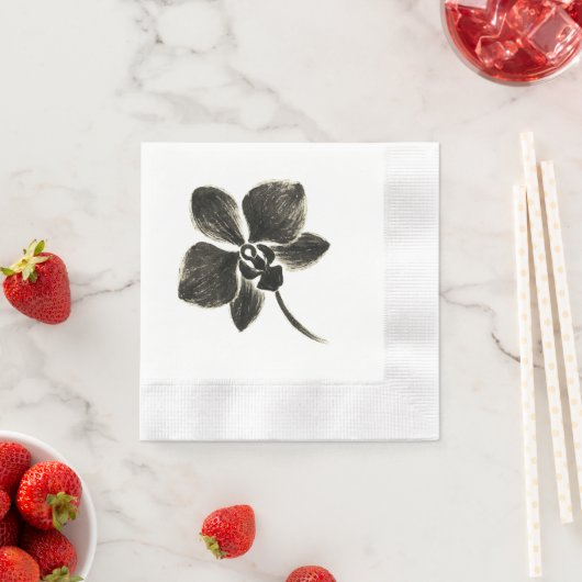 Orchid Line Zeichn - Tintenflordesign auf Serviette (Beispiel)