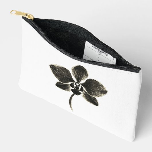 Orchid Line Zeichn - Tintenflordesign auf Zubehörtasche (Offen)