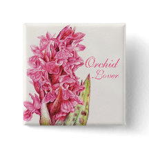 Orchid Lover painted art Button
