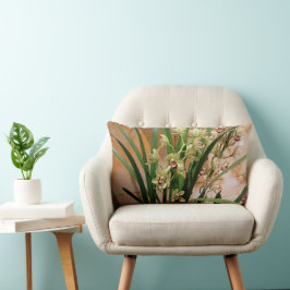 Orchid Lumbar Pillow in Elfenbein, Gold und Grün Lendenkissen