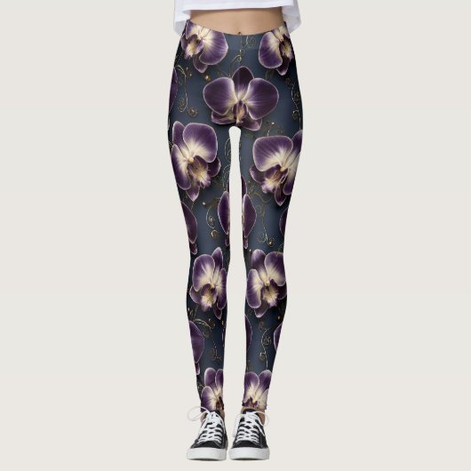 Orchid Luxury Pattern – Elegant Exotic Floral Leggings (Vorderseite)