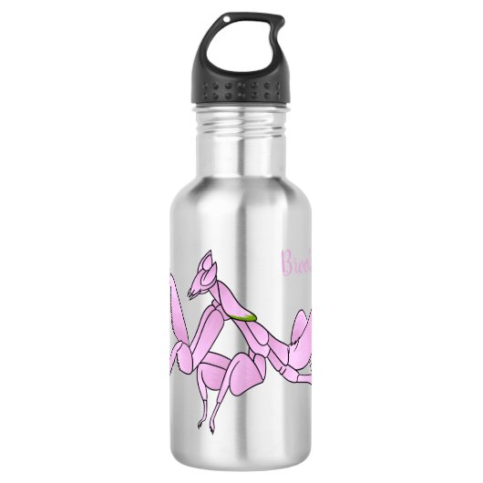 Orchid mantis Cartoon Illustration Edelstahlflasche (Vorderseite)