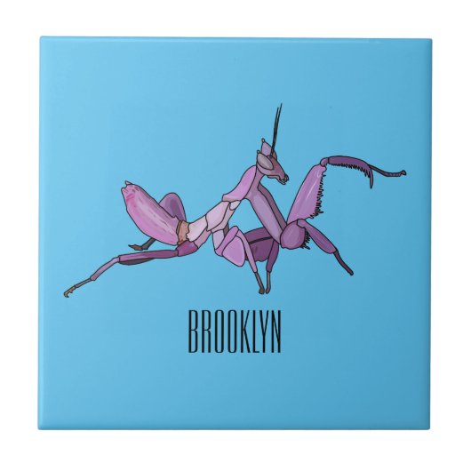 Orchid mantis Cartoon Illustration Fliese (Vorderseite)