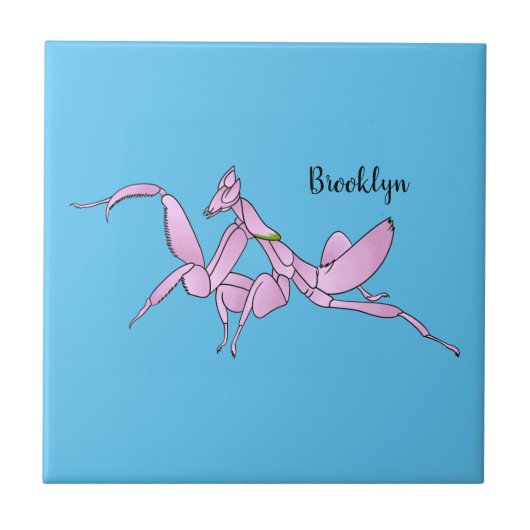 Orchid mantis Cartoon Illustration Fliese (Vorderseite)
